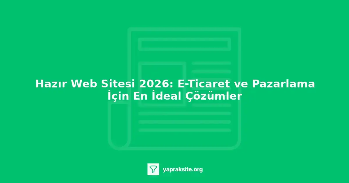 hazır web sitesi 2026 için e-ticaret ve pazarlama çözümleri