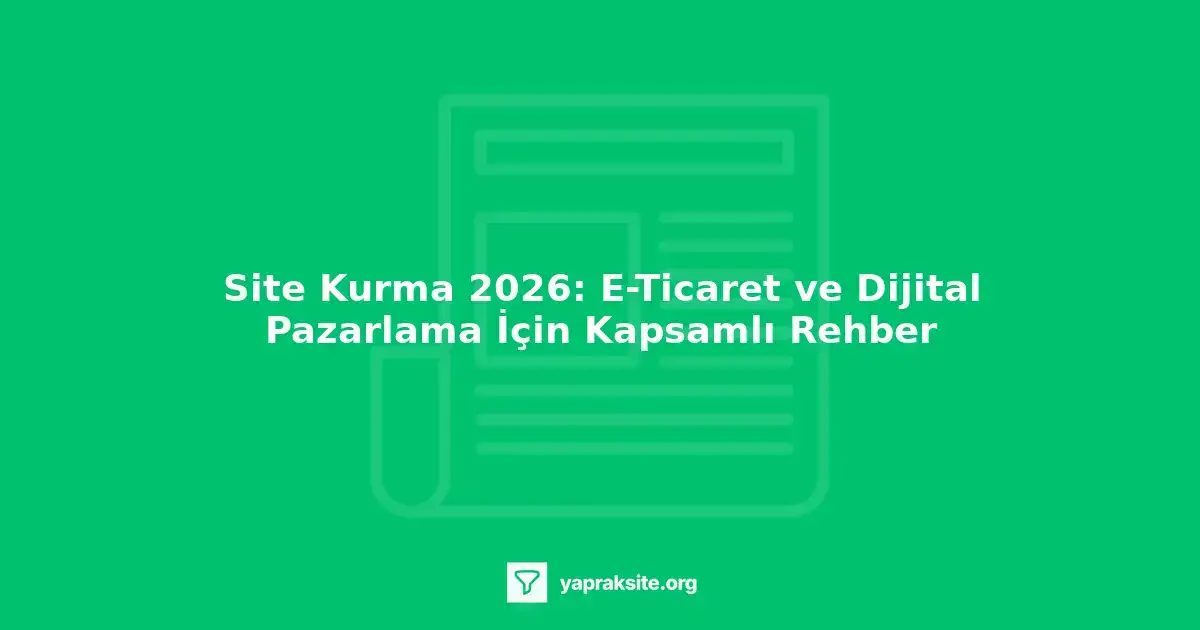 Site kurma 2026 için dijital pazarlama stratejileri