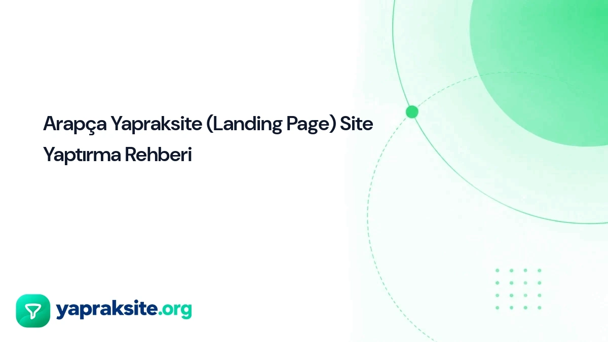 Arapça Yapraksite (Landing Page) Site Yaptırma Rehberi